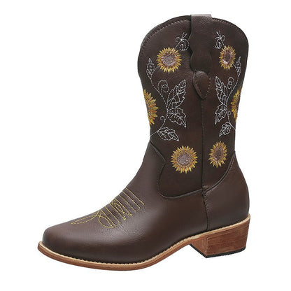 Isolina - Dames westernlaarzen met geborduurd motief