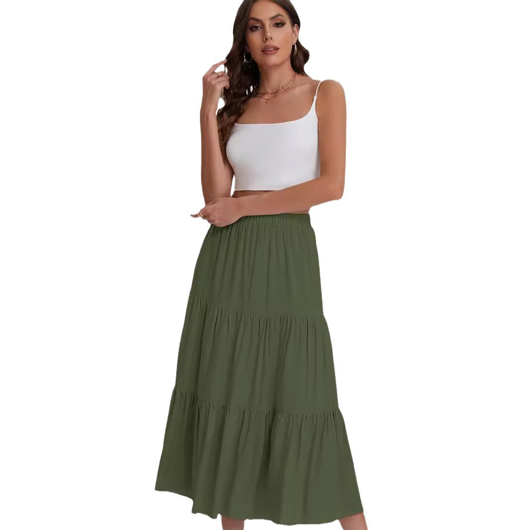 Basilisa - Dames midi rok met hoge taille en gelaagde volant