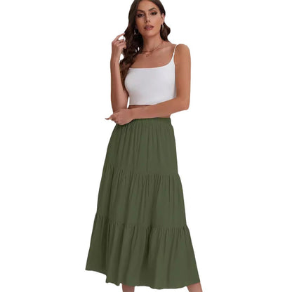 Basilisa - Dames midi rok met hoge taille en gelaagde volant