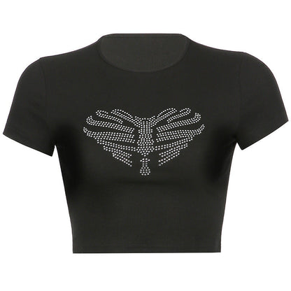 Felicitas - Dames crop top met strass ribcage detail