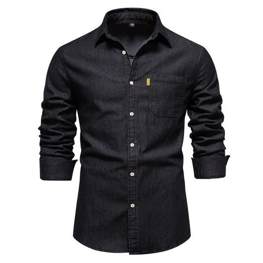 Daven - Denim heritage overhemd met lange mouwen voor mannen