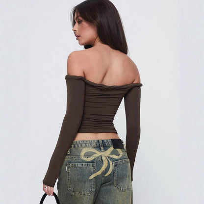 Laodice - Off shoulder top met lange mouwen voor dames