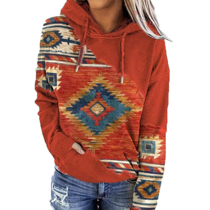 Sonya - Aztec print hoodie met trekkoord