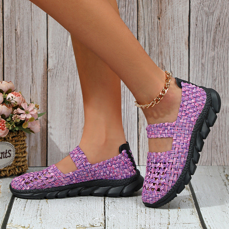 Margot - Dames geweven stretch-instapper met elastische band