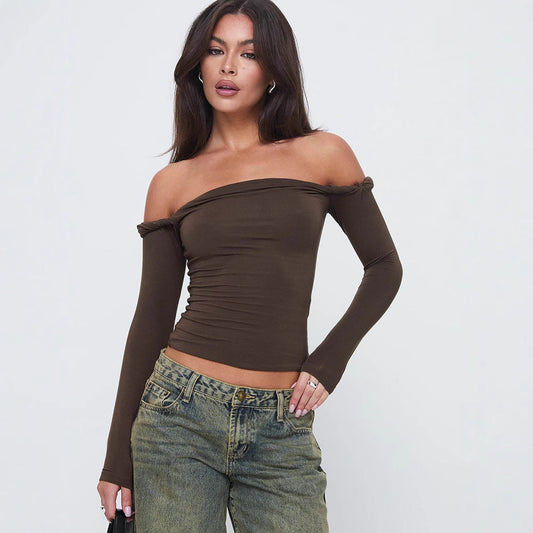 Laodice - Off shoulder top met lange mouwen voor dames