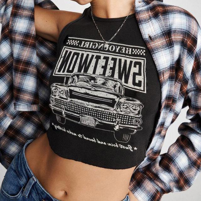 Fausta - Cropped racerback top met retro print voor dames