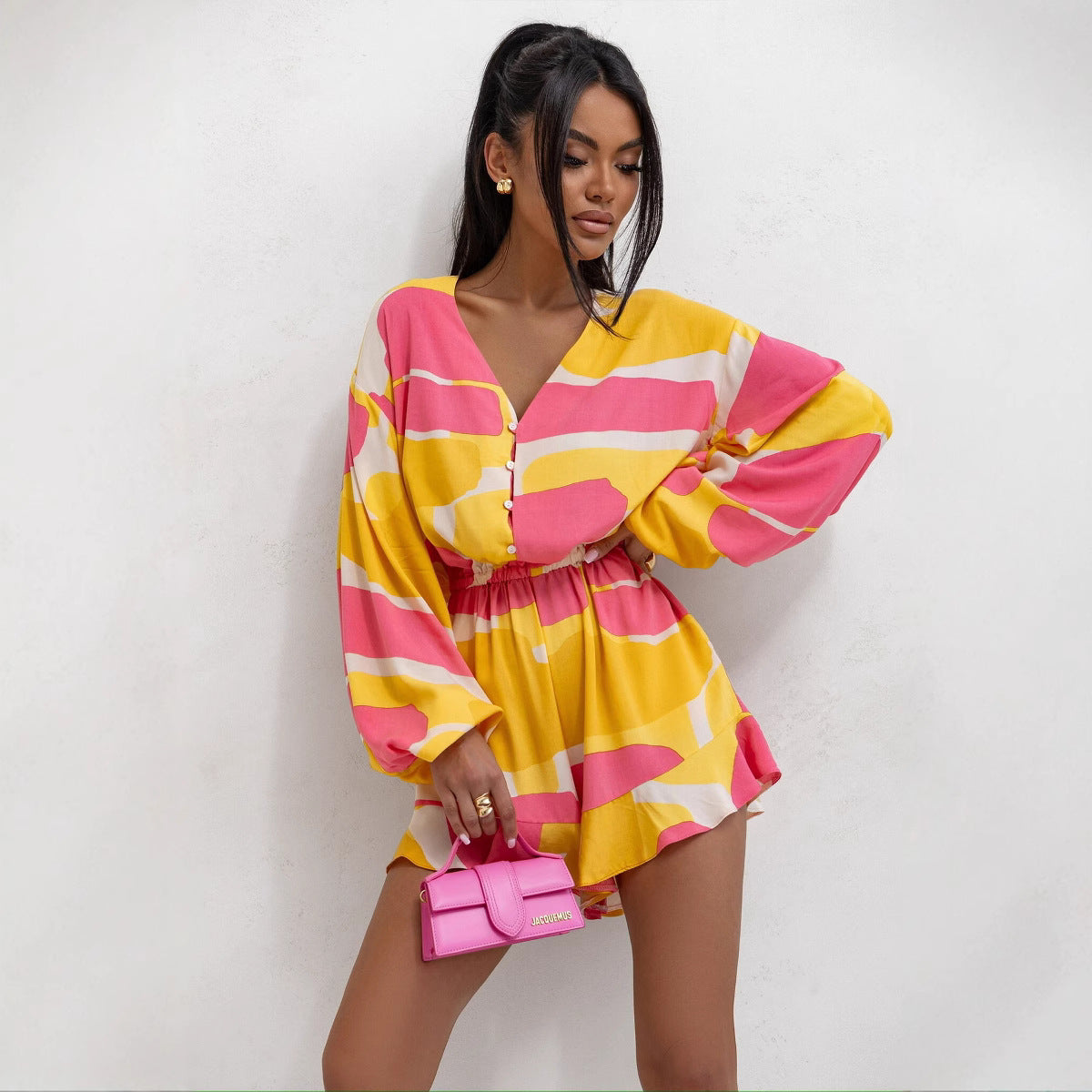 Nohamie - Speelse dames playsuit met ballonmouwen en ruches