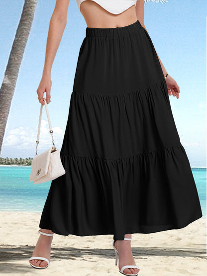 Basilisa - Dames midi rok met hoge taille en gelaagde volant