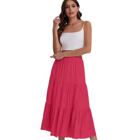 Basilisa - Dames midi rok met hoge taille en gelaagde volant