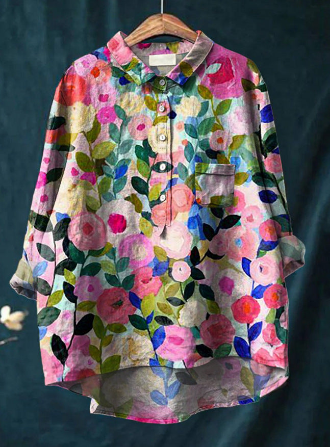 Rosalia - Losvallende damesblouse met kleurrijke bloemenprint
