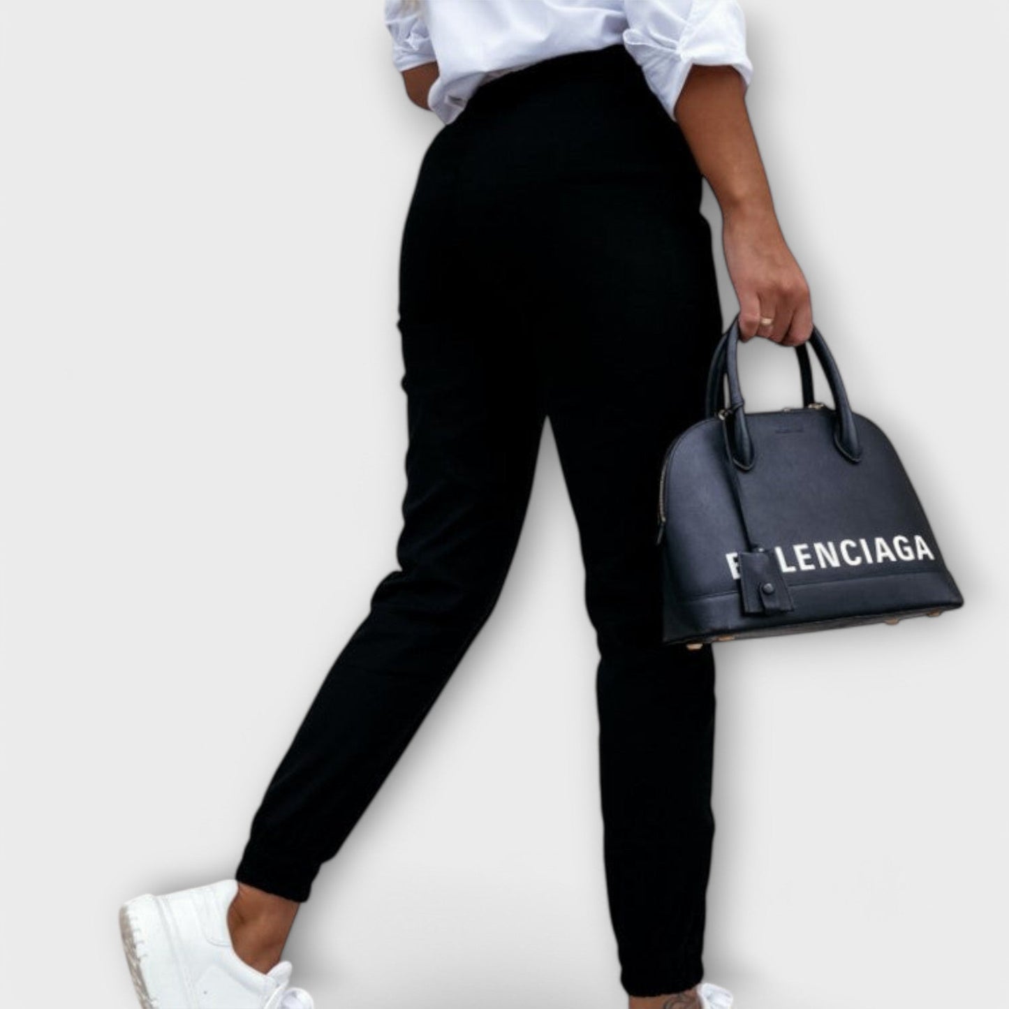 Sina - Hoge taille tapered damesbroek met elastische enkels