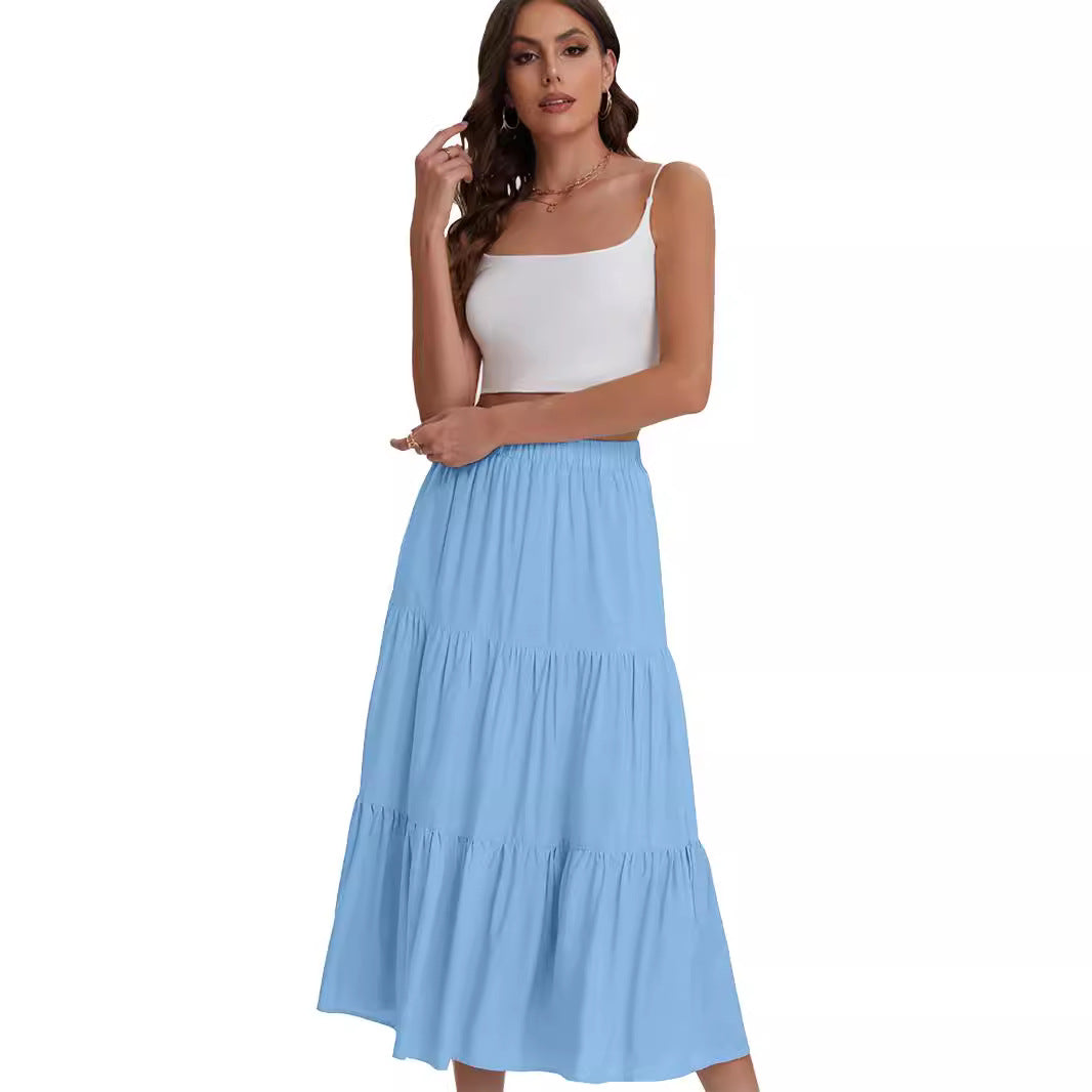 Basilisa - Dames midi rok met hoge taille en gelaagde volant