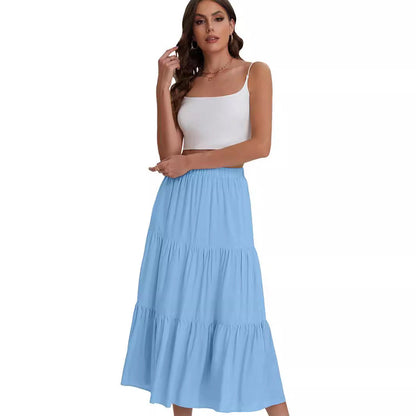 Basilisa - Dames midi rok met hoge taille en gelaagde volant