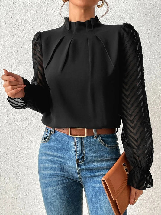 Mildred - Chique blouse met transparante mouwen voor dames