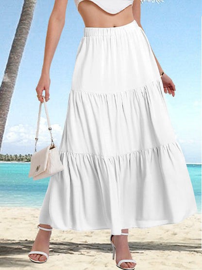 Basilisa - Dames midi rok met hoge taille en gelaagde volant