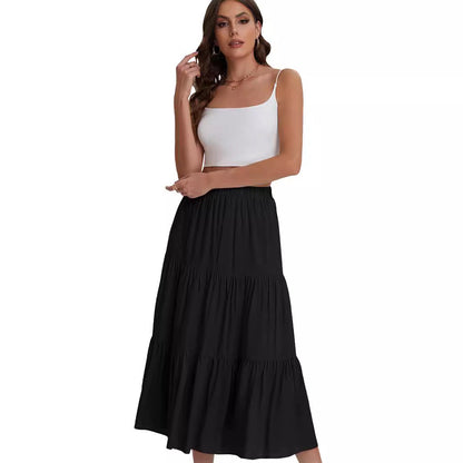 Basilisa - Dames midi rok met hoge taille en gelaagde volant
