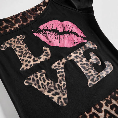 Merewen - Asymmetrische dames top met panterprint
