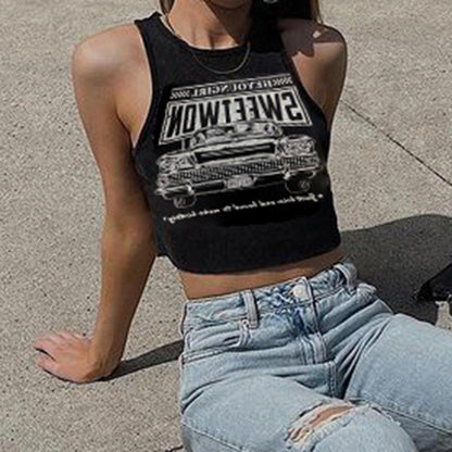 Fausta - Cropped racerback top met retro print voor dames