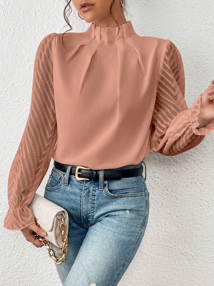 Mildred - Chique blouse met transparante mouwen voor dames