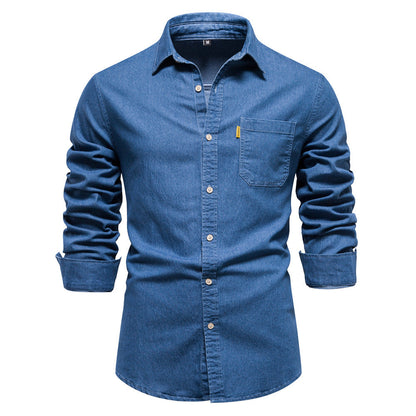 Daven - Denim heritage overhemd met lange mouwen voor mannen