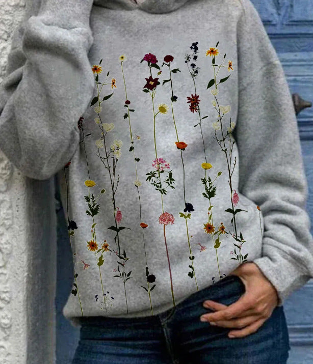 Fiorella - Damessweatshirt met capuchon en gebloemd borduursel