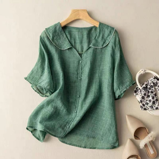 Bodil - Kraagtop met knoopsluiting voor dames