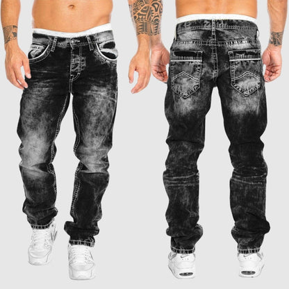 Dunstan - Gebleekte denim herenjeans met rechte pasvorm