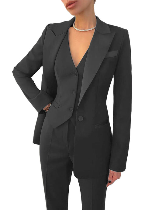 Maddalena - Damespak met blazer, gilet en rechte pantalon