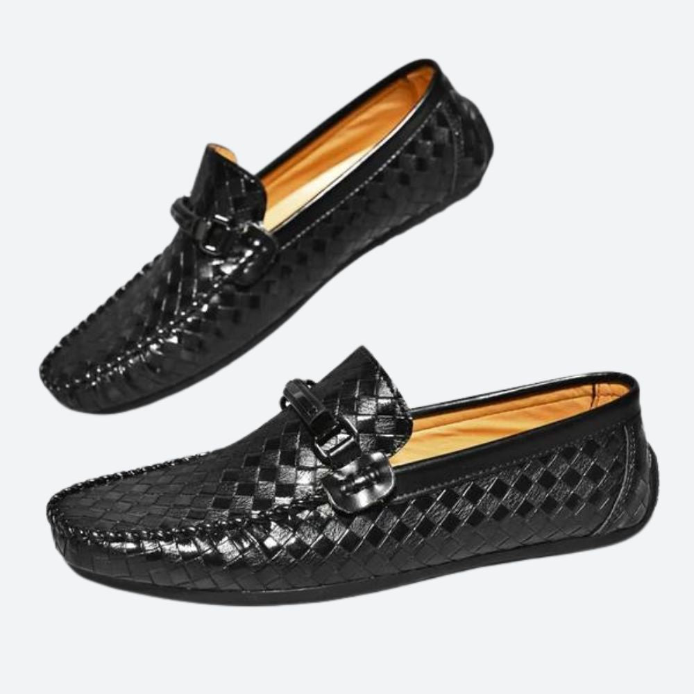 Orly - Strakke geweven loafers met gespdetail