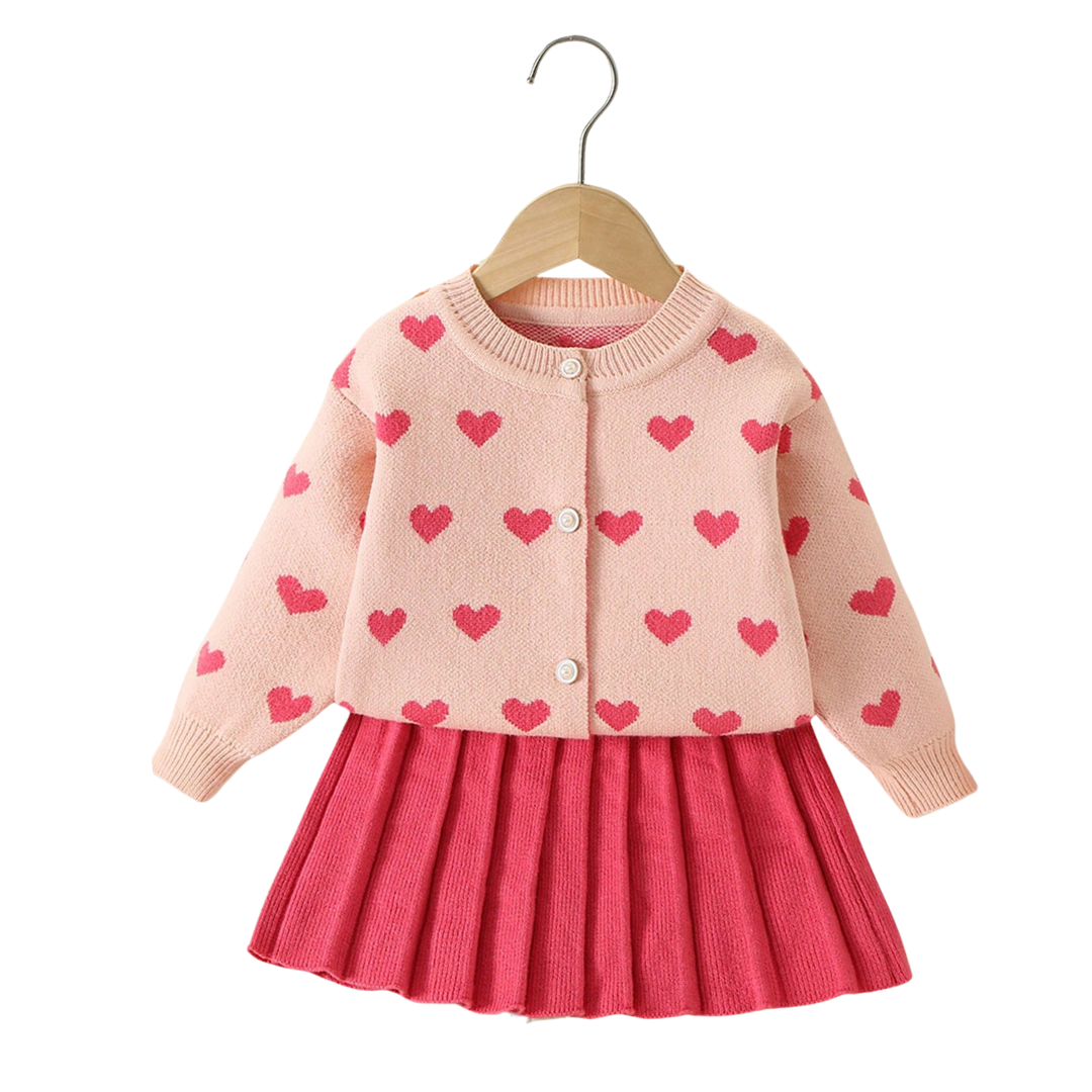 Sandie - Sweaterjurk met knoopsluiting en plooirokje voor kinderen