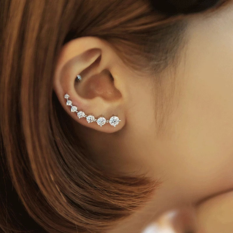 Oorclips met diamantvormige kristallen voor dames