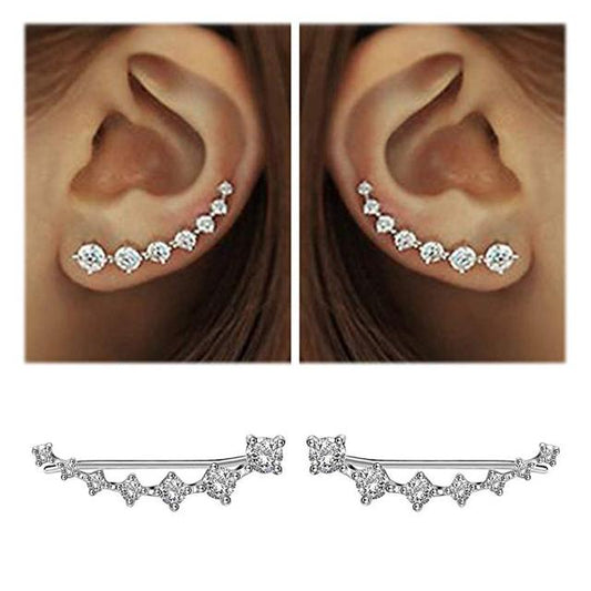 Oorclips met diamantvormige kristallen voor dames