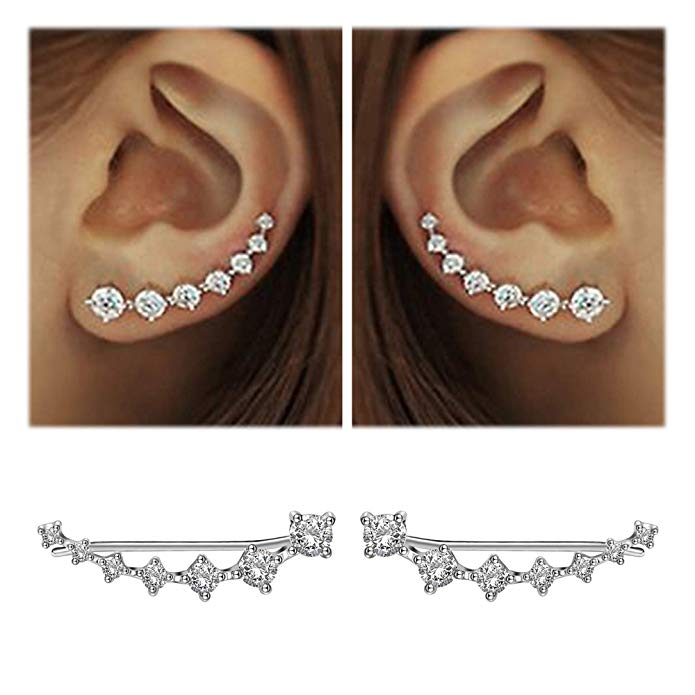 Oorclips met diamantvormige kristallen voor dames