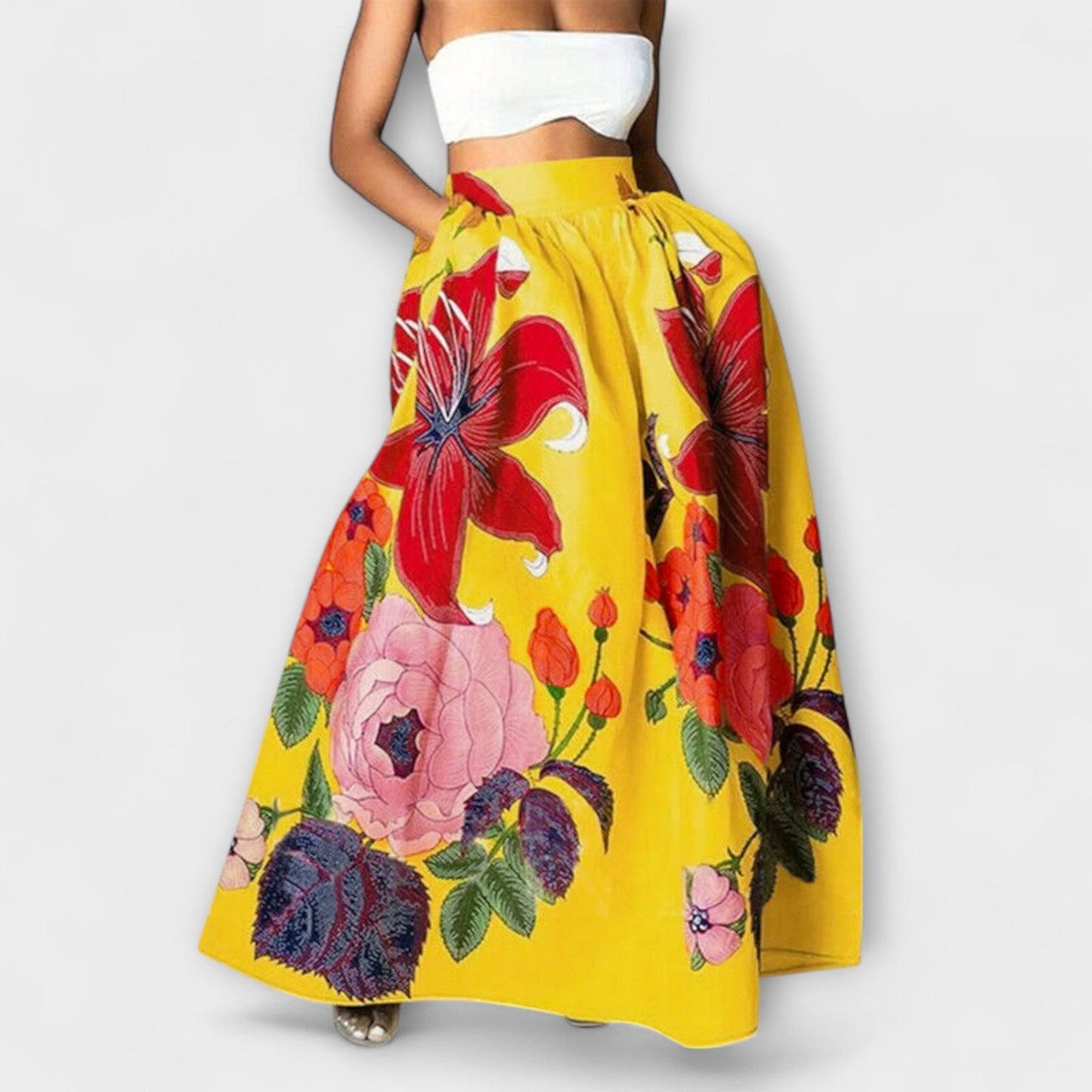Brisa - Hoge taille maxi rok met volumineuze A-lijn