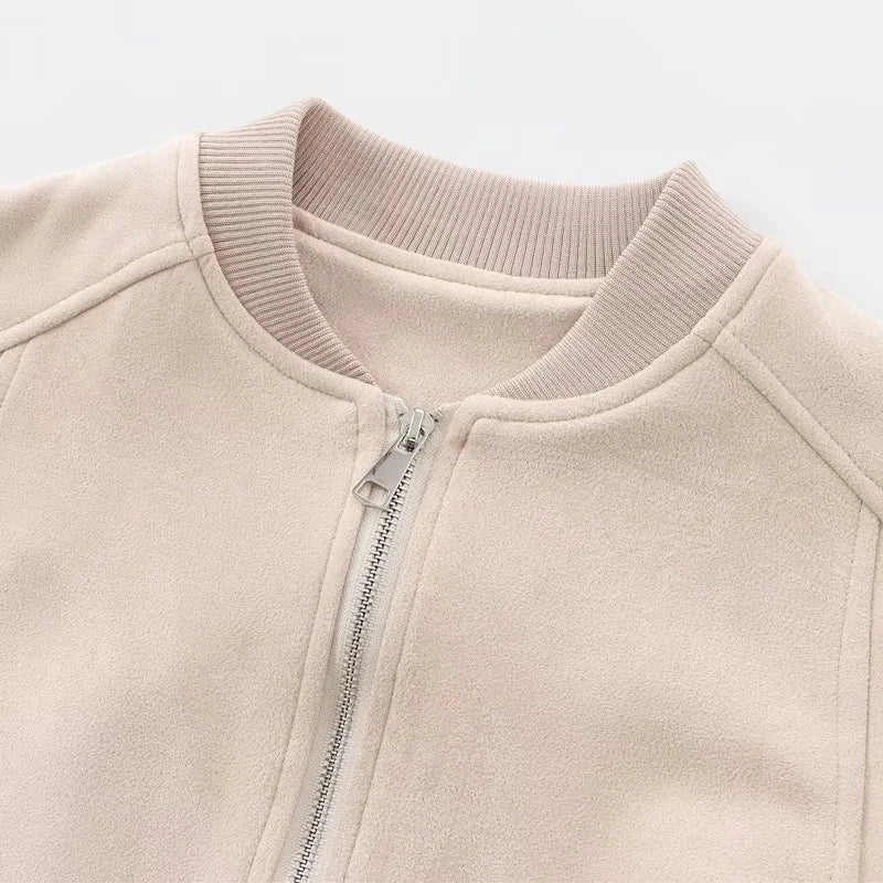 Jumila - Dames khaki cropped bomber varsity-jasje