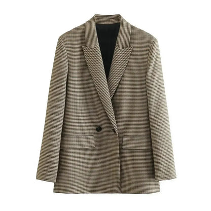 Zarai - Geruite damesblazer met 2 klepzakken voor