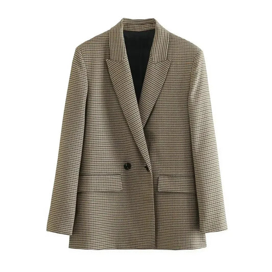 Zarai - Geruite damesblazer met 2 klepzakken voor