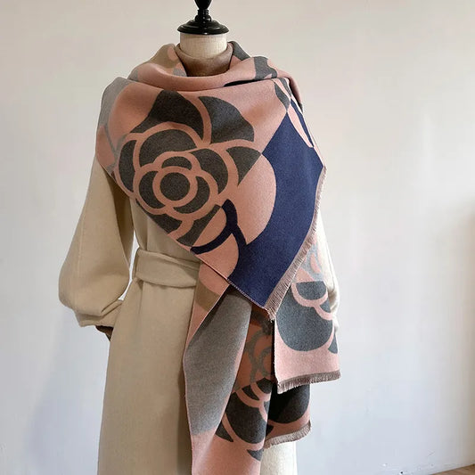 Taraji - Gebloemd patroon oversized sjaal van kasjmier voor vrouwen