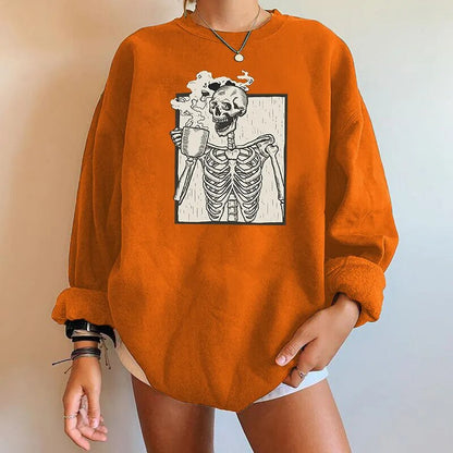 Evianna - Oversized sweatshirt met skeletopdruk