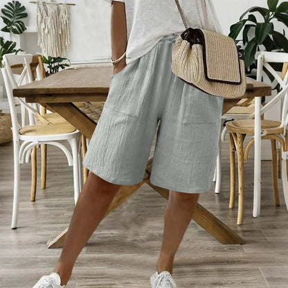 Vesta - Dames bermuda short met strikceintuur en zakken
