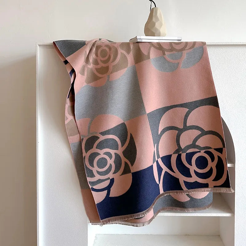 Taraji - Gebloemd patroon oversized sjaal van kasjmier voor vrouwen