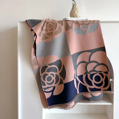 Taraji - Gebloemd patroon oversized sjaal van kasjmier voor vrouwen