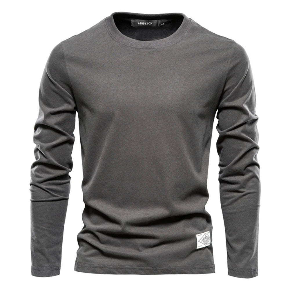 Charles - Basic lange mouwen heren t-shirt met ronde hals
