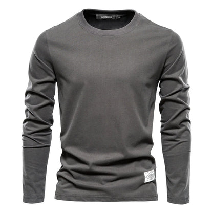 Charles - Basic lange mouwen heren t-shirt met ronde hals