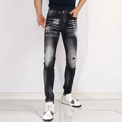 Bewerkte Skinny Fit Denim Jeans voor Mannen - Oleg