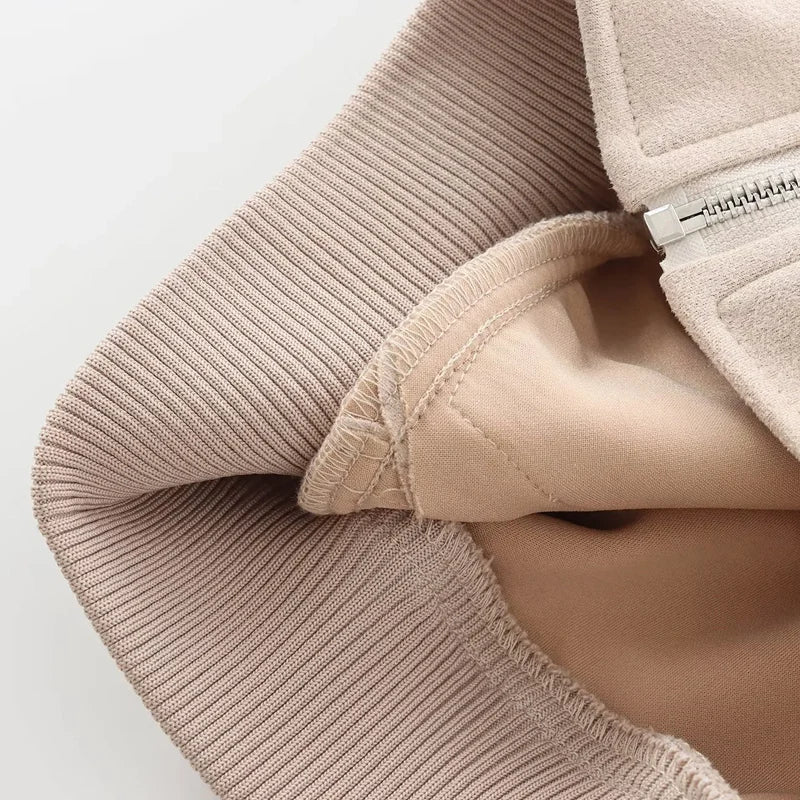 Jumila - Dames khaki cropped bomber varsity-jasje