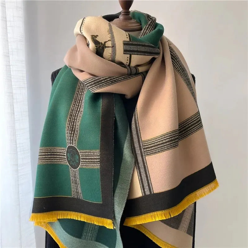 Siyanda - Klassieke geruite oversized sjaal van kasjmier voor dames