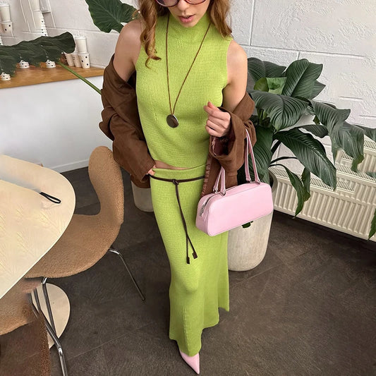 Maegan – Mouwloze dames top en maxi rok set