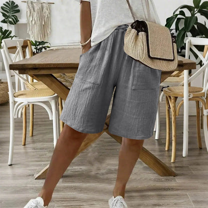 Vesta - Dames bermuda short met strikceintuur en zakken
