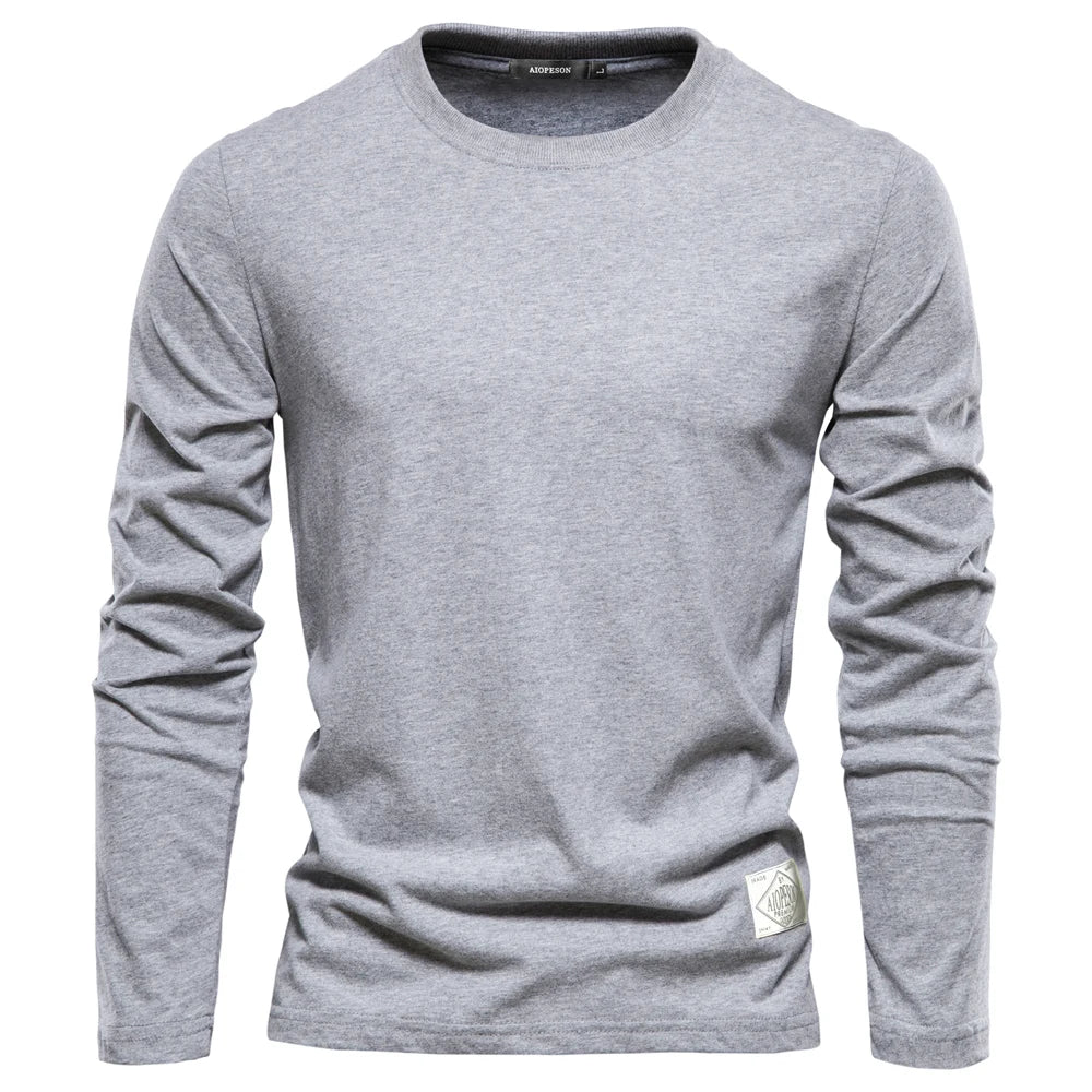 Charles - Basic lange mouwen heren t-shirt met ronde hals